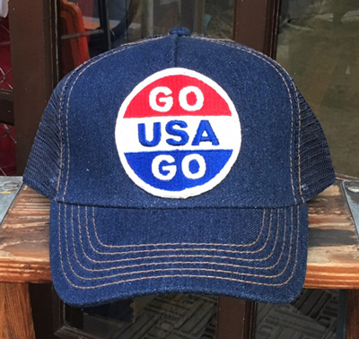 ワッペン付きデニムキャップ GO USA GO