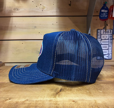 ワッペン付きデニムキャップ