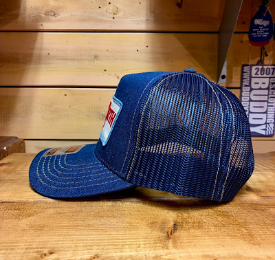 ワッペン付きデニムキャップ