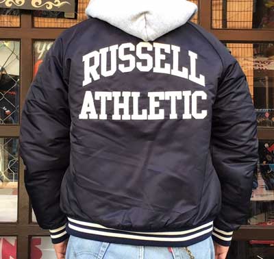 RUSSELL ATHLETIC ベースボール スタジアムジャケット・ネイビー