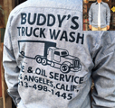 BUDDY オリジナル TRUCK WASH プリント入り シャンブレーシャツ