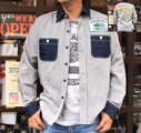 BUDDYオリジナル BIG BEAR 2TONE WORK SHIRT ヒッコリー×デニム