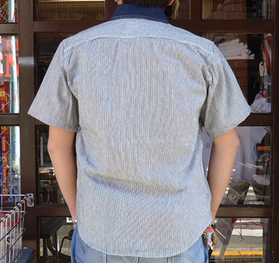 半袖 2TONE WORK SHIRT (ヒッコリー×デニム)