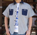 BUDDYオリジナル★SPRINGFORD★ S/S 2TONE WORK SHIRT (ヒッコリー×デニム)