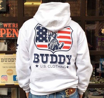 BUDDY×JERZEES Indian & Statue of Liberty プルオーバーパーカー