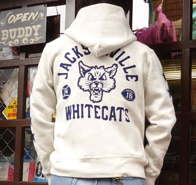 BUDDY別注Championハーフスナップパーカー（WHITECATS)