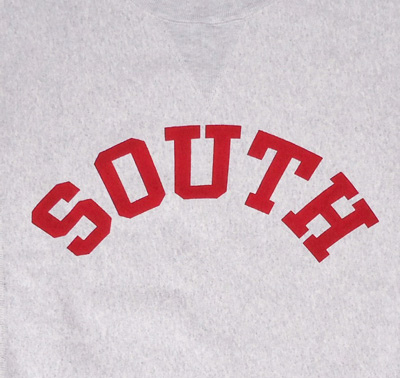 BUDDY 別注 Champion リバースウィーブ クルースウェット 前V SOUTH