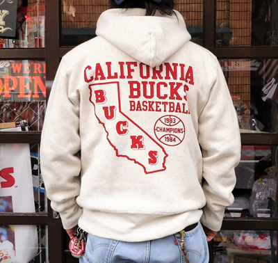 BUDDY別注Championプルオーバーパーカー(CALIFORNIA BUCKS)