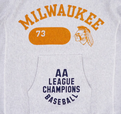 BUDDY別注Championプルオーバーパーカー(MILWAUKEE INDIANS)