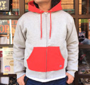 BUDDY 別注 RUSSELL ATHLETIC　2TONE フルジップパーカー（裏キルティング）RED