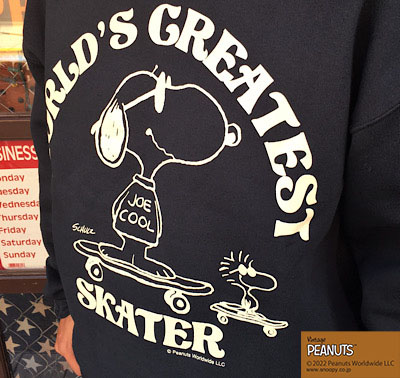 BUDDY 別注 PEANUTS クルーネックスエット WORLD'S GREATEST SKATER