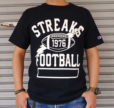 BUDD 別注 Champion U.S.A.T1011 プリントTシャツ(STREAKS)