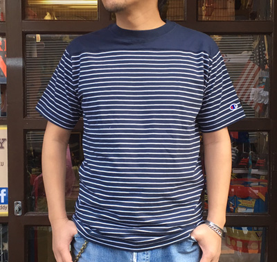 Champion 2018新作 ベーシックチャンピオン ボーダーTシャツ ネイビー