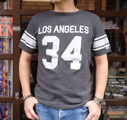 BUDDY別注Champion フットボール ラインTシャツ(LOS ANGELS)