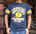 BUDDY別注Champion フットボール ラインTシャツ(★AMERICAN★)