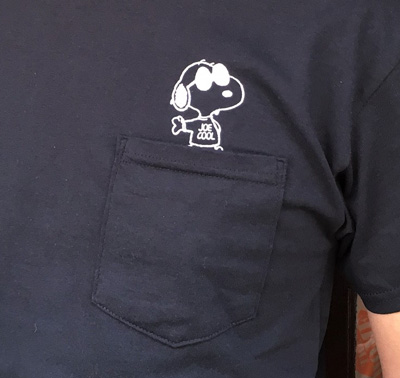 BUDDY 別注 スヌーピーポケット付き Tシャツ PEANUTS JOE COOL BLACK