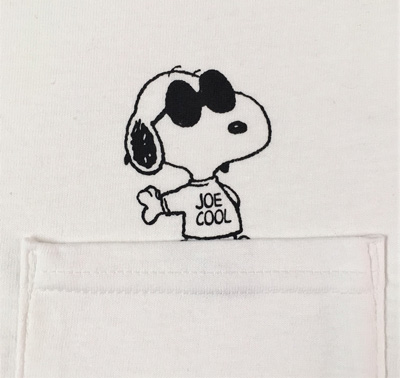 BUDDY 別注 スヌーピーポケット付き Tシャツ PEANUTS JOE COOL WHITE