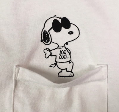 BUDDY 別注 スヌーピーポケット付き Tシャツ PEANUTS JOE COOL WHITE