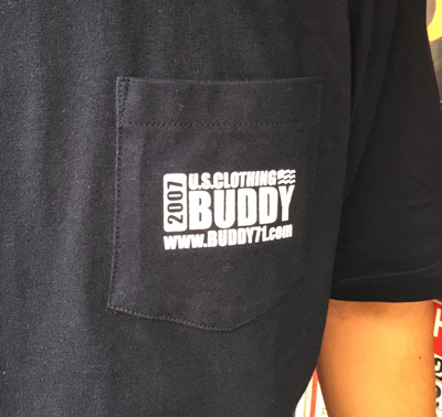 BUDDY オリジナル ポケット付き 両面プリントTシャツ