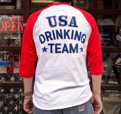 BUDDY 別注 RUSSELL ベースボールTシャツ（U.S.A.DRINKING TEAM）