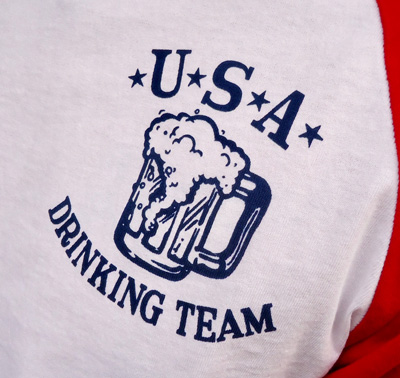 BUDDY 別注 RUSSELL ベースボールTシャツ（U.S.A.DRINKING TEAM）