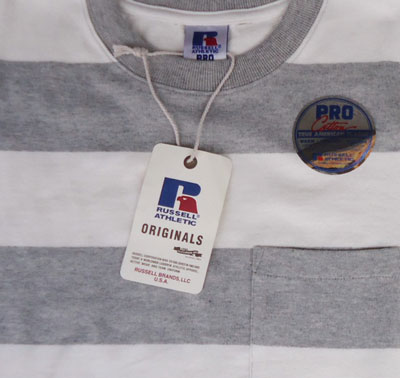 RUSSELL ATHLETIC PRO COTTON ボーダーT ホワイト×ヘザーグレー