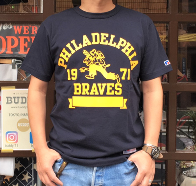 BUDDY 別注 RUSSELL ATHLETIC Ｔシャツ PHILA-BRAVES