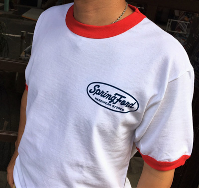 BUDDY オリジナル ★SPRINGFORD★ ホワイト×レッド リンガーTシャツ