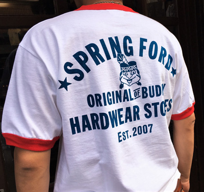 BUDDY オリジナル ★SPRINGFORD★ ホワイト×レッド リンガーTシャツ