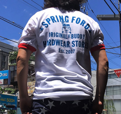BUDDY オリジナル ★SPRINGFORD★ ホワイト×レッド リンガーTシャツ