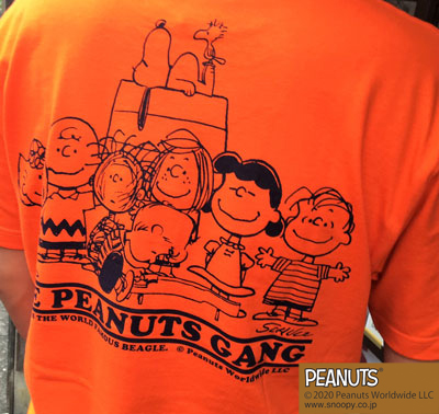 BUDDY 別注 PEANUTS スヌーピーTシャツ THE PEANUTS GANG オレンジ
