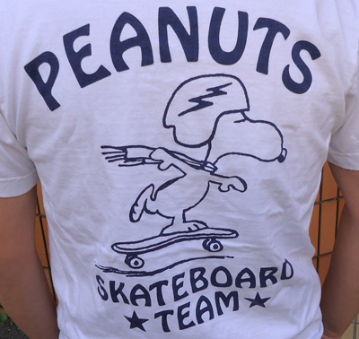 BUDDY 別注 PEANUTS スヌーピーTシャツ（CALIFORNIA FREE WHEELIN’）WHITE