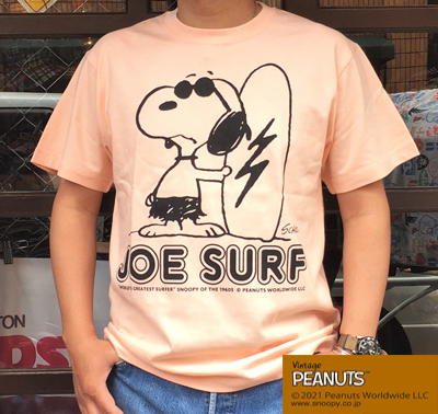 BUDDY 別注 PEANUTS スヌーピー JOE COOL Tシャツ JOE SURF アプリコット