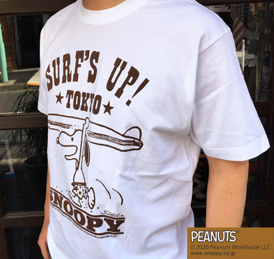 BUDDY 別注 PEANUTS スヌーピーTシャツ SURF'S UP TOKYO WHITE