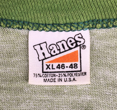 USED Hanes 古着リンガーＴシャツ ヘザーグリーン XLサイズ