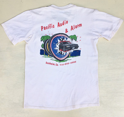 USED 企業物 Stedman 古着 ポケット付きＴシャツ Pacific Audio＆Alarm Mサイズ