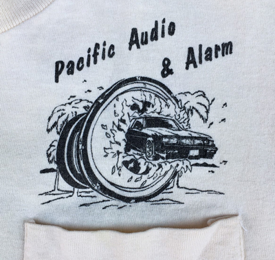 USED 企業物 Stedman 古着 ポケット付きＴシャツ Pacific Audio＆Alarm Mサイズ