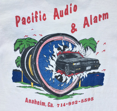 USED 企業物 Stedman 古着 ポケット付きＴシャツ Pacific Audio＆Alarm Mサイズ